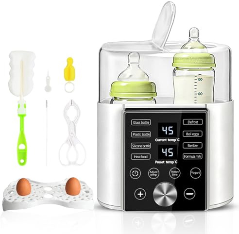 Focenat 9 in 1 Scaldabiberon,Sterilizzatore Biberon,Scalda biberon,Scalda biberon Neonato Portatile,Double BottleWarmer,Senza BPA,Display LCD,Riscaldamento Rapido,Scongelare,Adatto a Tutti i biberon