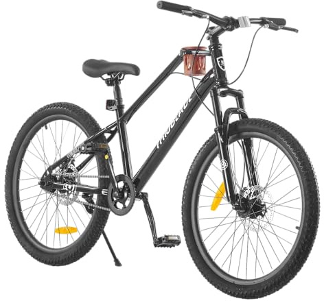 LSLIFE Kids Mountain Bike for Boys, 24 Inch Kids Bicycle for 11-15 Years Old Boy with Cup Holder Shock Absorber Boys Mountain Bicycle with Dual Disc Brake (Black, 24 Inch)