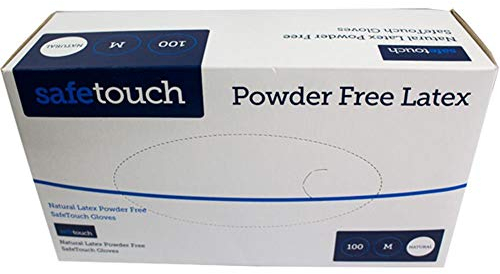 SafeTouch 50000051 Powder Free Latex Gloves, Medium (Pack of 100)