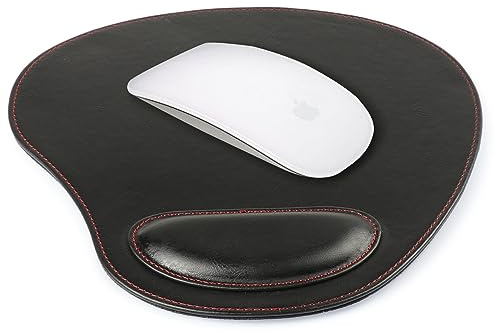 LONDO Leather Mouse Pad with Wrist Rest - Ergonomic Design, Smooth Surface & Non-Slip Base - Compatible with all Mice - 25x24cm