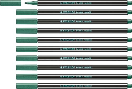 STABILO - Premium -Filzstift - Pen 68 metallic - 10er Pack - metallic grün