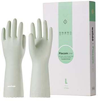 LANON wahoo 3 Paia Guanti Pulizia Casa, Guanti da Cucina per Lavastoviglie con Fodera in Cotone, Riutilizzabili, Impermeabile, Senza Latex, Ciano, M