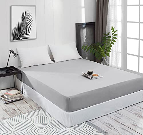 Spannbettlaken Jersey Spannbetttuch 100% Baumwolle Bettlaken Spannbettuch Laken 28 Farben, Größe:160 x 200 cm, Farbe:Hellgrau