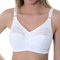 Gemm Ladies White Non Wired Lace Trim Plus Size Bra with Large Cup Sizes Full Firm Support (46 J, White)