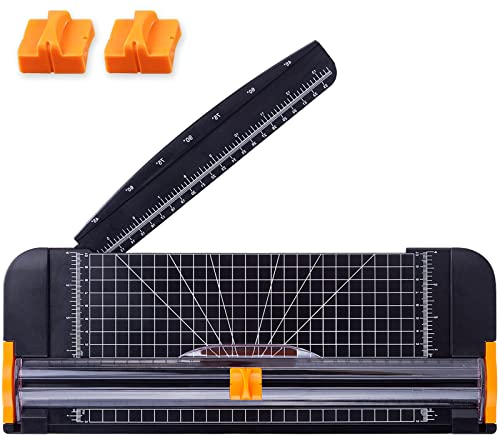 Guillotine Paper Cutter A4 Mini Paper Trimmer Slicer 12 Inch Portable Sliding Paper Card Photo Cutter with 2 Replacement Cutter Head for Craft Printer Paper, Coupon, Label, Cardstock, Greeting Card