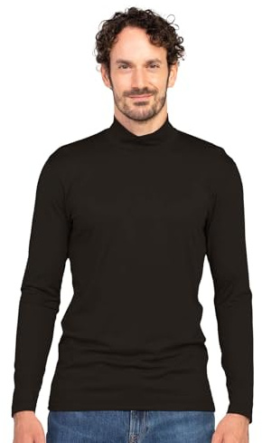 LLAPASA Camiseta Interior Térmica Manga Larga Hombres Mock Neck Invierno M123 (Calido) XL Negro