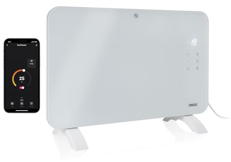 Princess connected electric heater - Convection heating - Manual, app or voice control - Free app - Glass panel - 1000 W - White - 348101