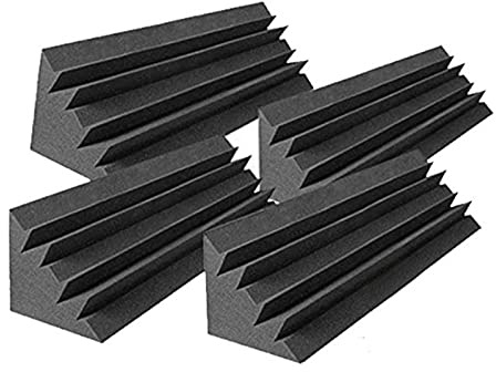 Ferleiss 4 paneles acústicos de estudio de espuma acústica insonorizada, esquina de trampa, paneles de sonido, cuñas, 12 x 12 x 48 cm