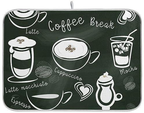 Tapete de secado de platos para menú de café con pizarra, tapetes de microfibra de secado rápido, tapetes suaves y grandes para fregadero de 18 x 24 pulgadas para restaurantes de cocina, barras de