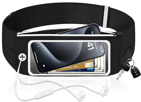 Laufgürtel für Handy -Handytasche Joggen Lauftasche, laufgurt mit Touchscreen 3 Taschen,Hüfttasche, Sportgürtel, Bauchtasche,Running Belt zum Joggen für alle Smartphones bis zu 6,9