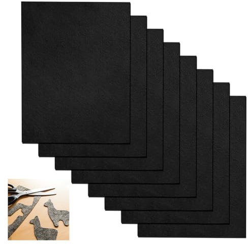 AFASOES 8 Stück Filzblätter zum Basteln Bastelfilzblättern Schwarz Bastelfilz 2mm Dick Filzstoff zum Nähen Filz Blätter Filzharte Stoffquadrate Stickerei Nähen Filzblätter für Kinder DIY Basteln