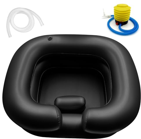 BIRDDIE Inflatable Hair Washing Shampoo Basin, Portable Hair Washing Bowl for Bedridden, Disabled, Injured, Elderly, Shampoo Bowl for Dreadlocks and at Home (Black)
