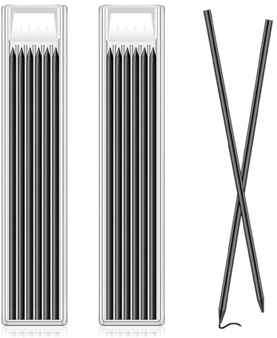 IKOPFLN Packung mit 12 Tischler-Bleistiftminen, 2,8 mm, Bleistiftminen, Tieflochmarkierungen für Tischler, Baustellen, Holzbearbeitung, Markierungswerkzeuge, Architektenzeichnung