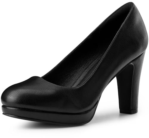 Allegra K Women's Platform Chunky Heel Mary Jane Pumps Court Shoes Black 6.5 UK/Label Size 8.5 US