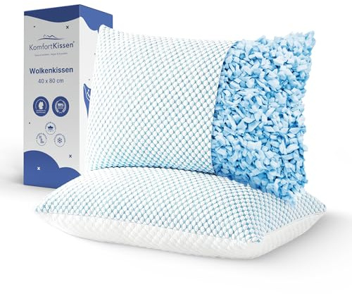 MKS kopfkissen 70x50 2er Set – Ergonomisches Wolkenkissen für Entspannung – Weiches Kissen für Rücken, Seiten & Bauchschläfer – Memory Foam Kissen mit kühlendem Gel für besseren Schlaf - Schlafkissen