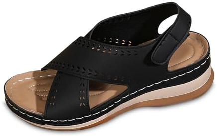 Generisch Sandales d'été pour femme - Pieds larges - Sandales de plage - Pieds nus - Sandales d'été confortables et élégantes - Respirantes - Pour les loisirs - Orthopédiques - Chaussures ouvertes