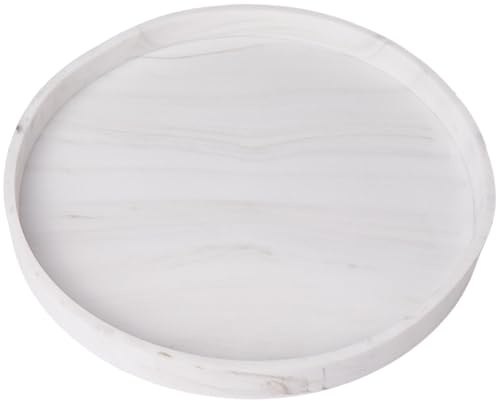 CREATCABIN Plateau Salle Bain Rond Silicone Organiseur Vanité Plateau Cuisine Porte Cosmétiques Plateau Bougie Plateau Parfum Shampoing Savon Liquide Design Simple Adapté Salle Bain Cuisine Blanc