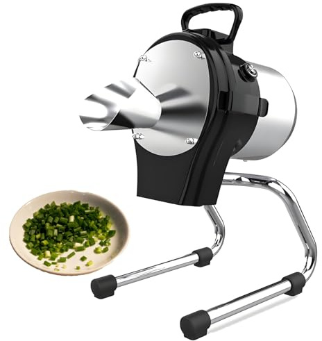 DNEPEI Tagliatrice per porri ad Alta velocità, tagliaverdure Elettrico Commerciale con Lama Regolabile da 1 a 5 mm, Motore da 6000 Giri/min per coriandolo, Erba cipollina, scalogno, sedano