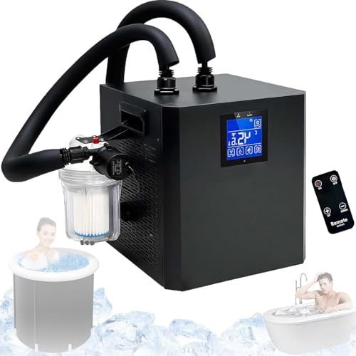 JIADUOFU 1/3 h-p ice bath water chillerwith external filter pump & insulated hoses, remote control, cold plunge water chiller —portable cold plunge cooling system for home muscle recovery