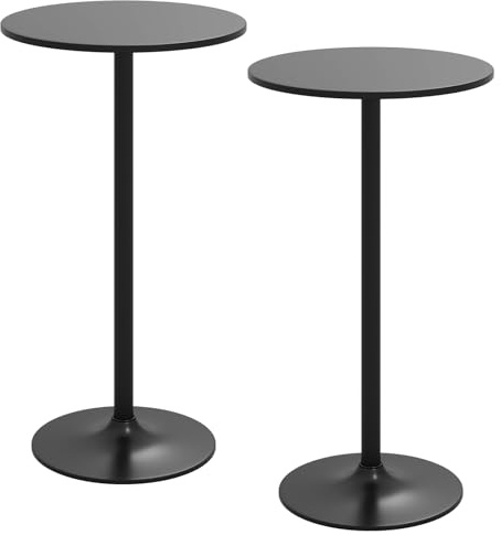 GIANTEX Runda Barbord, Bistrot Pubbord med justerbar höjd och metallbas, modernt cocktailbord för vardagsrum, café och restaurang (svart, 2)