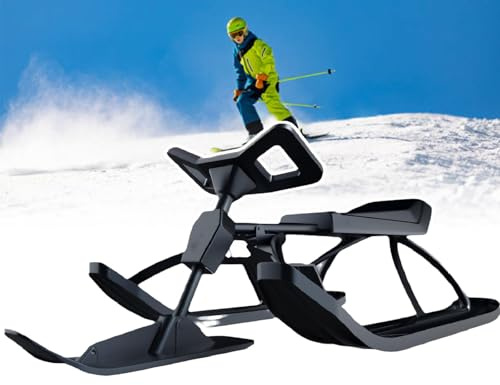 pedenencelia Trineo De Nieve, Trineo De Nieve, Tabla Deslizante para Trineo De Esquí con Asa De Dirección, Estructura De Acero Resistente Y Duradera, para Adultos Y Niños, Deportes De Invierno. B