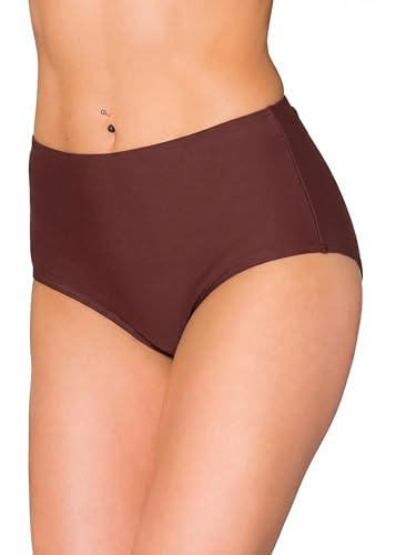 Aquarti Bikinihose Damen mit Hohem Bund – Klassische Bikinihosen für Damen in Großen Größen, Farbe: Schokoladenbraun, Größe: 38