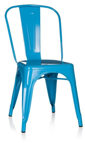 hjh OFFICE 645024 Biststol VANTAGGIO Comfort metall ljusblå stol i industriell design, stapelbar