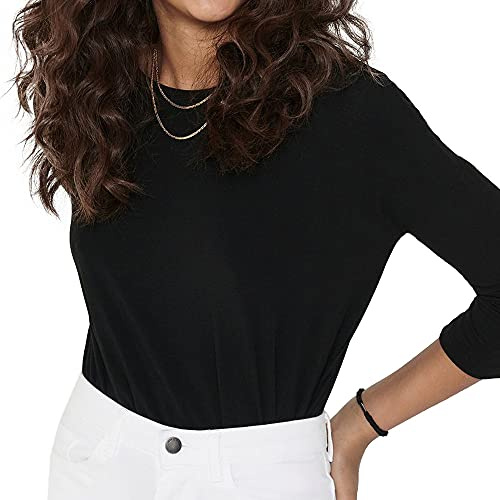 ONLY Onlglamour 3/4 Top Jrs Noos Femme T-Shirt, Noir (Black Black), M