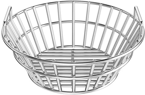 onlyfire Panier à cendres en charbon de bois pour œufs verts de taille moyenne, support de charbon de bois en acier inoxydable avec poignées, accessoires de barbecue pour une meilleure circulation de