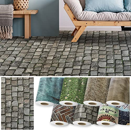 Floordirekt Revêtement CV Moonlight 3D - Découpe - Vendu au mètre - Revêtement de sol en PVC sur mesure avec effet 3D - 100 x 450 cm - Cobble