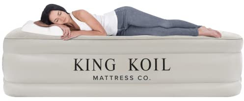 King Koil Colchón de Aire de Lujo California King con Bomba integrada para el hogar, Camping e Invitados, Cama Inflable tamaño King de 16 Pulgadas, colchón Inflable de Lujo, Doble Alto, Ajustable,