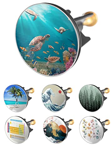 Arteneur Waschbeckenstöpsel 40mm Meeres Schildkröten – Edelstahl Excenterstopfen mit extra Schwerer Messingschraube für stabilen Halt | Universeller Abflussstopfen für Waschbecken