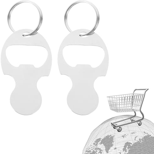 WOOXDYUK 2 Stück tragbare Schlüsselanhänger aus Metall, Einkaufswagenchips, Schlüsselanhänger, Flaschenöffner für Männer und Frauen, tragbarer Einkaufswagen