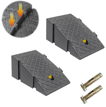 DUNTSEI Kerb Ramps Portable Ramp Wheelchair Ramp Lightweight Width Expandable High Reflective,7-16cm High Ramps for Mobility Scooters, Set of 2 (6 inch high)
