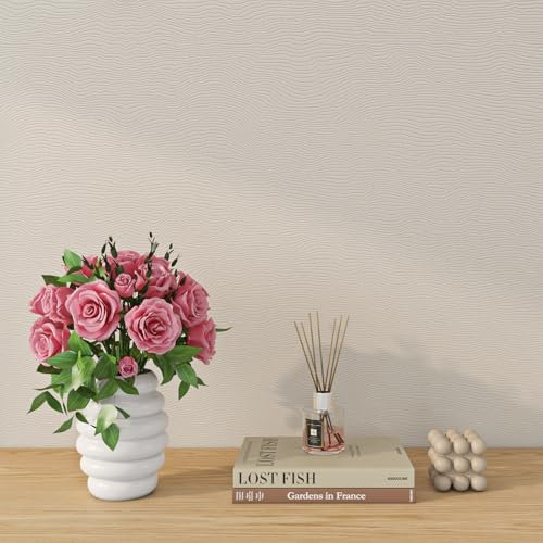 Livelynine Papel Pintado Pared Dormitorio Beige Texturizado 40CMx5M Vinilo Adhesivo Pared Baño Impermeable Papel de Pared Autoadhesivo Beige Salon Papel para Forrar Muebles Beige Puertas de Armario