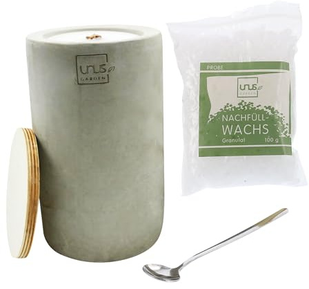 Kerze Beton rund gerade schmal grau groß