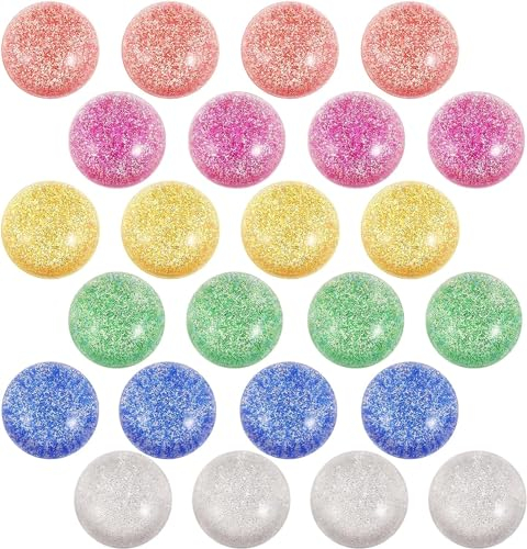 EOGRFW 24 Stück Flummies für Kinder,32mm Flummis,Flummi Glitzer Hüpfbälle,6 Farben Gummiball Kinder Mitgebsel Kindergeburtstag Partygeschenke Gastgeschenke Gummibälle Klein