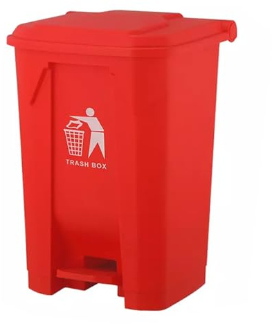 Foot-Pedal Recycling Bin for Home, Kitchen, and Bathroom - Indoor/Outdoor Waste Container with Easy-Open Mechanism (Red, 80L)