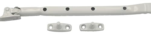 Modern Casement Window Stay, 254mm L, White, for Wooden Windows, Locking Pins