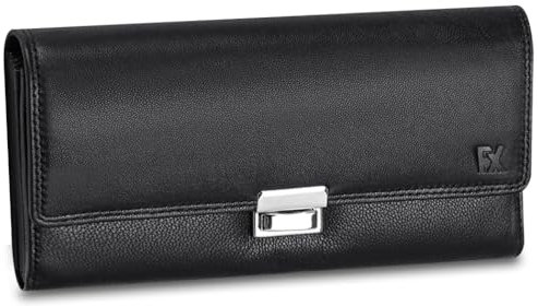 FOMAX Kellner Geldbörse aus hochwertigem Nappa Leder - großes Kellnerportemonnaie, RFID-Schutz, Profi Gastro Taxi Geldbörse, Echtleder Schwarz