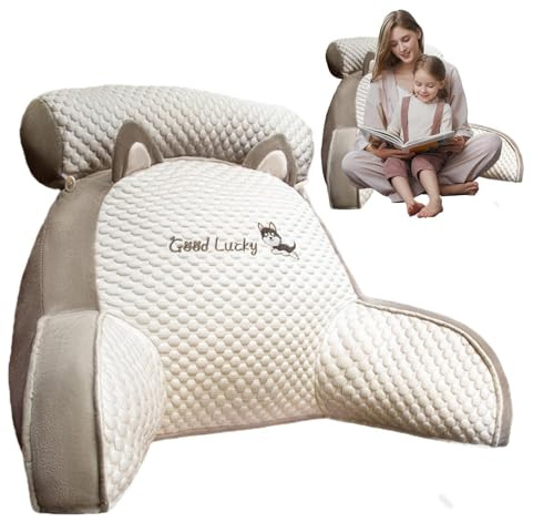 70×50×25cm Oreiller De Lecture, Coussin Lombaire De Soutien Dorsal avec Accoudoirs, Repose-Dos 2 en 1 pour S'asseoir dans Le Lit, Confort Coussin Cale Dos Canapé, Oreiller De Canapé Multifonctionnel