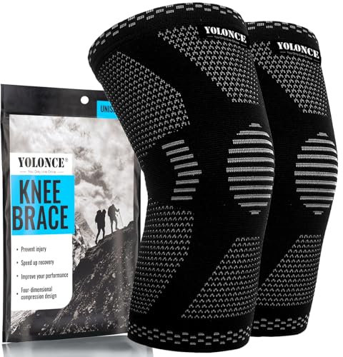2 Stück Rutschfest Kniebandage Set, Athletics Kniebandage, Atmungsaktiv Kniekompressionsbandage,und Stützende Kniebandagen,Kniebandage für Männer/Damen,für Laufen, Joggen, Sport, Basketball ﻿(XL)
