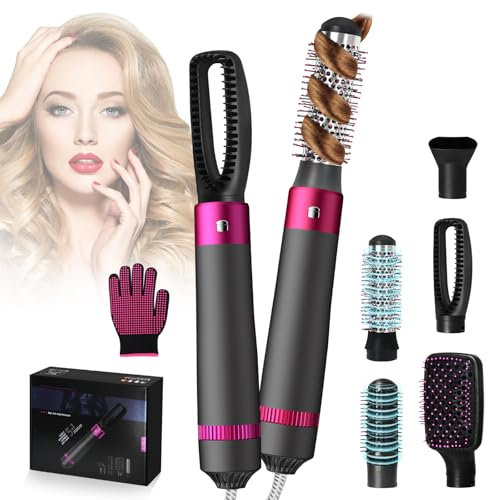 Anluomafuy Air styler Sèche Cheveux 5 en 1, Ensemble de Brosse à Air Chaud, Brosse Cheveux Soufflante avec Ionique Négatif, Fers à Boucle Automatique, pour Friser, Lisser et Coiffer Les Cheveux