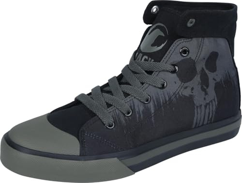 Black Premium by EMP Unisex Zapatillas Altas Negras con Estampado de Calavera en el Lateral EU42