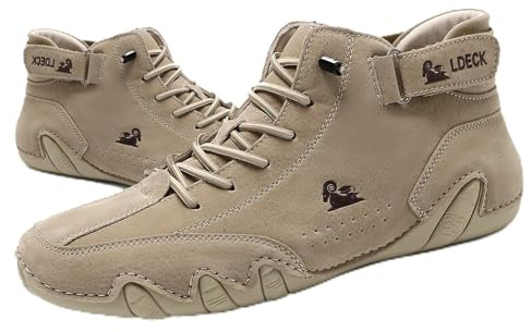 Vogldeck Herr Dam Vattentäta Andningsbara Ortopediska Skor - Utomhus Handgjorda Barfota Vandring Beck Skor Lätta Casual Chukka Stövlar for Vandring, Arbete & Vardagsbruk(Khaki,48 EU)