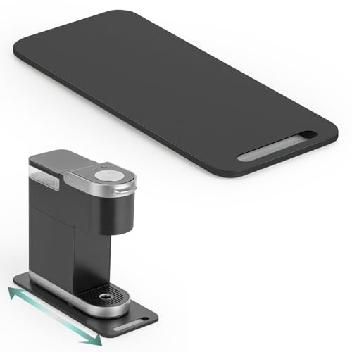 ANBOXIT Metal Appliance Slider, Sliding Tray for Coffee Maker,360° Effortless Movement,Small Appliance Rolling Tray for Counter, Coffee Pot Slider, Deep - Small (14D x 6W)