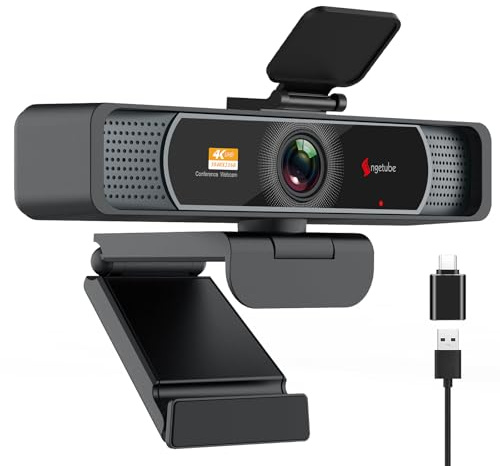 Angetube 914Max Webcam 4K – streaming camera per PC con angolo ampio da 120°, autofocus PDAF, microfoni duali con riduzione del rumore, 1080p@60FPS, compatibile con laptop, Mac, Teams, desktop