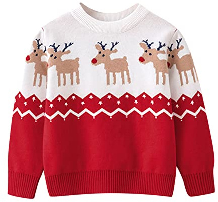 Generisch Jersey de punto cálido de invierno para niños y niñas, con dibujos animados navideños