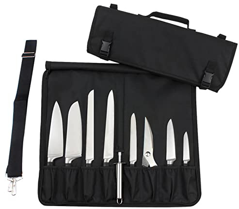 Hztyyier Knivfodral, Vattentät Oxford-tyg Kockknivsrullväska med Flera Fack och Axelrem för Kockar och Husmanskost