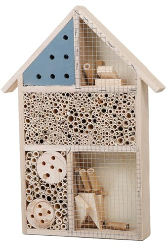 Casa de Abejas de Madera Natural Visible de 10.0 x 14.0 x 2.0 in, Hotel de Abejas con diversas Habitaciones, Resistente casa Decorativa de Mariposas para Mariquitas, crisopas y libélulas